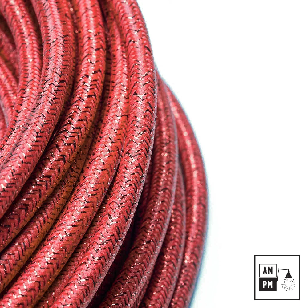 Fil-électrique-recouvert-de-tissus-rayonne-scintillante-PMS187-rouge-1