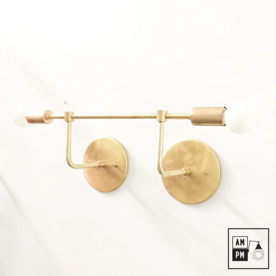 Mid-century-wall-sconce-Double-Trouble-A4K066-Raw-Brass