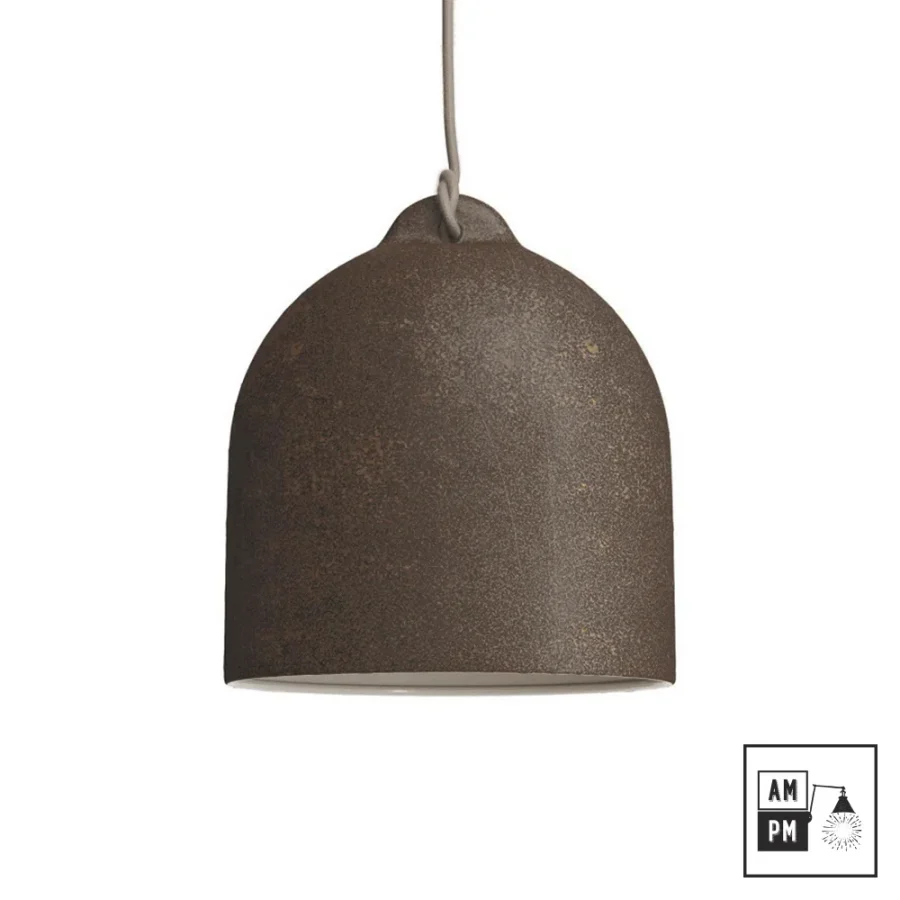 Organic-ceramic-medium-bell-pendant-lamp-Bella-A3S027-rusted-corten