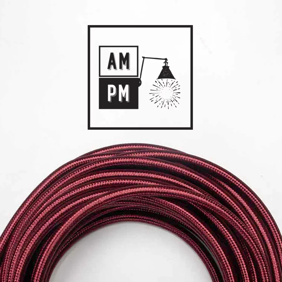Fil-électrique-recouvert-de-tissus-rayonne-métallique-PMS209-Cerise-Noire