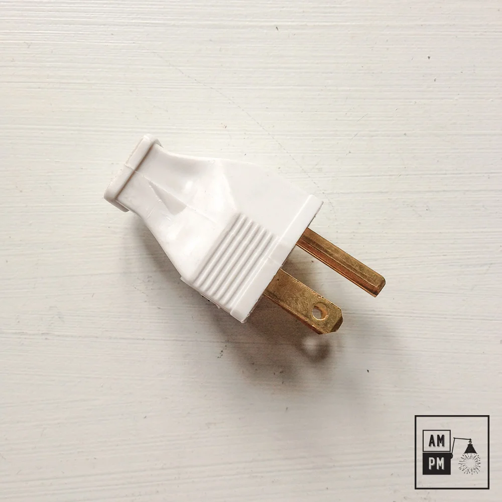 Electrical-two-pole-grounded-plug-white