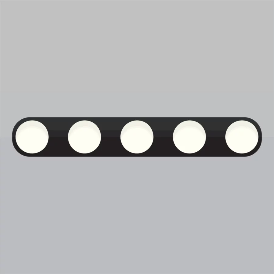 Mid-century-collection-flushmount-wall-luminaire-OLOX5-A9W210-Black