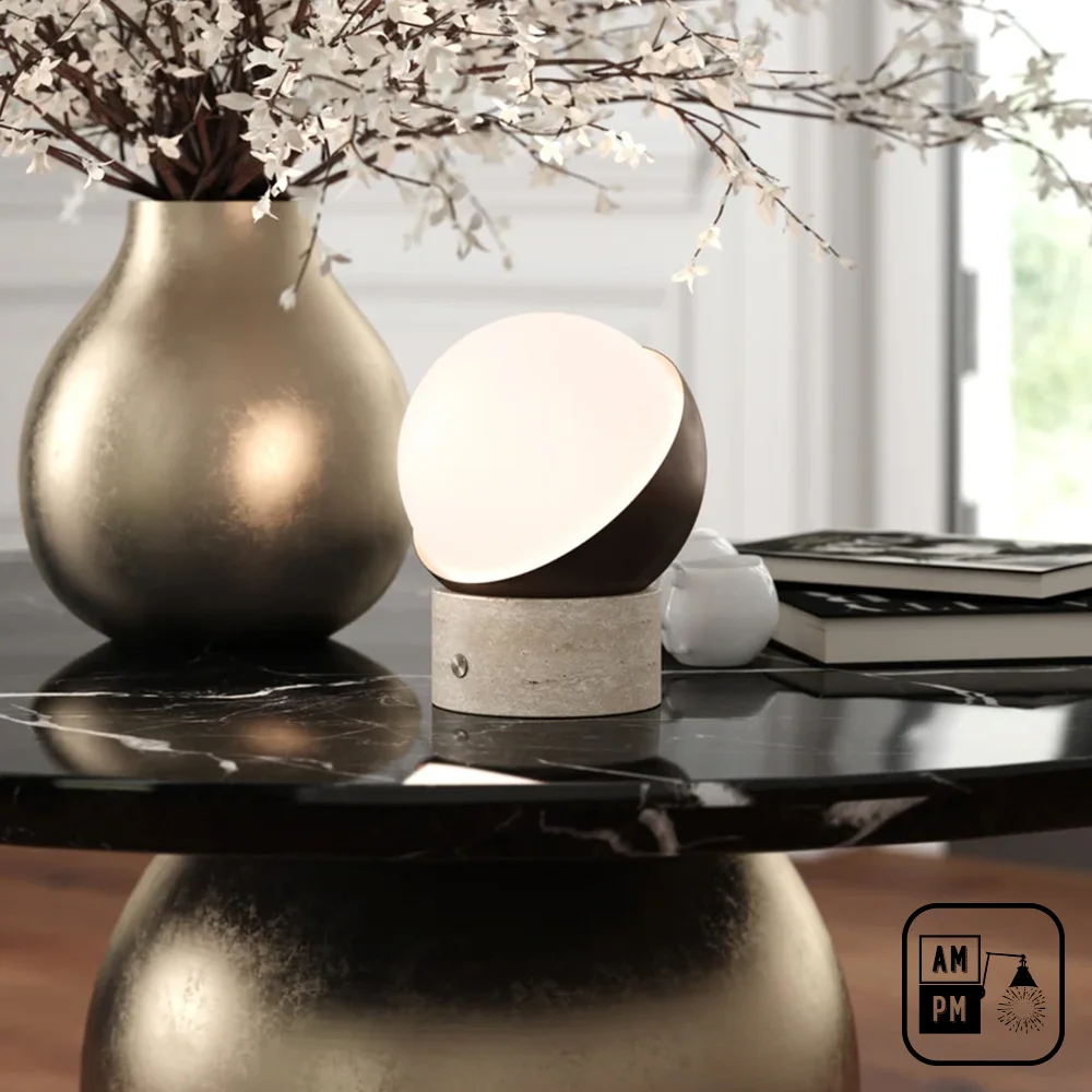 Lampe-de-table-sans-fil-Mid-century-moderne-Orb-A10B001-Bronze-Travertin-1