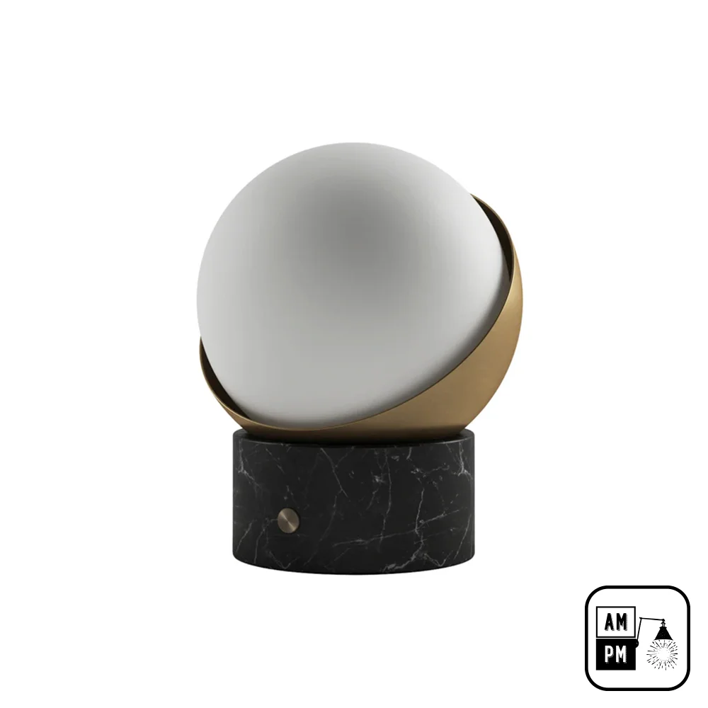 Lampe-de-table-sans-fil-Mid-century-moderne-Orb-A10B001-Laiton-Noir-Onyx